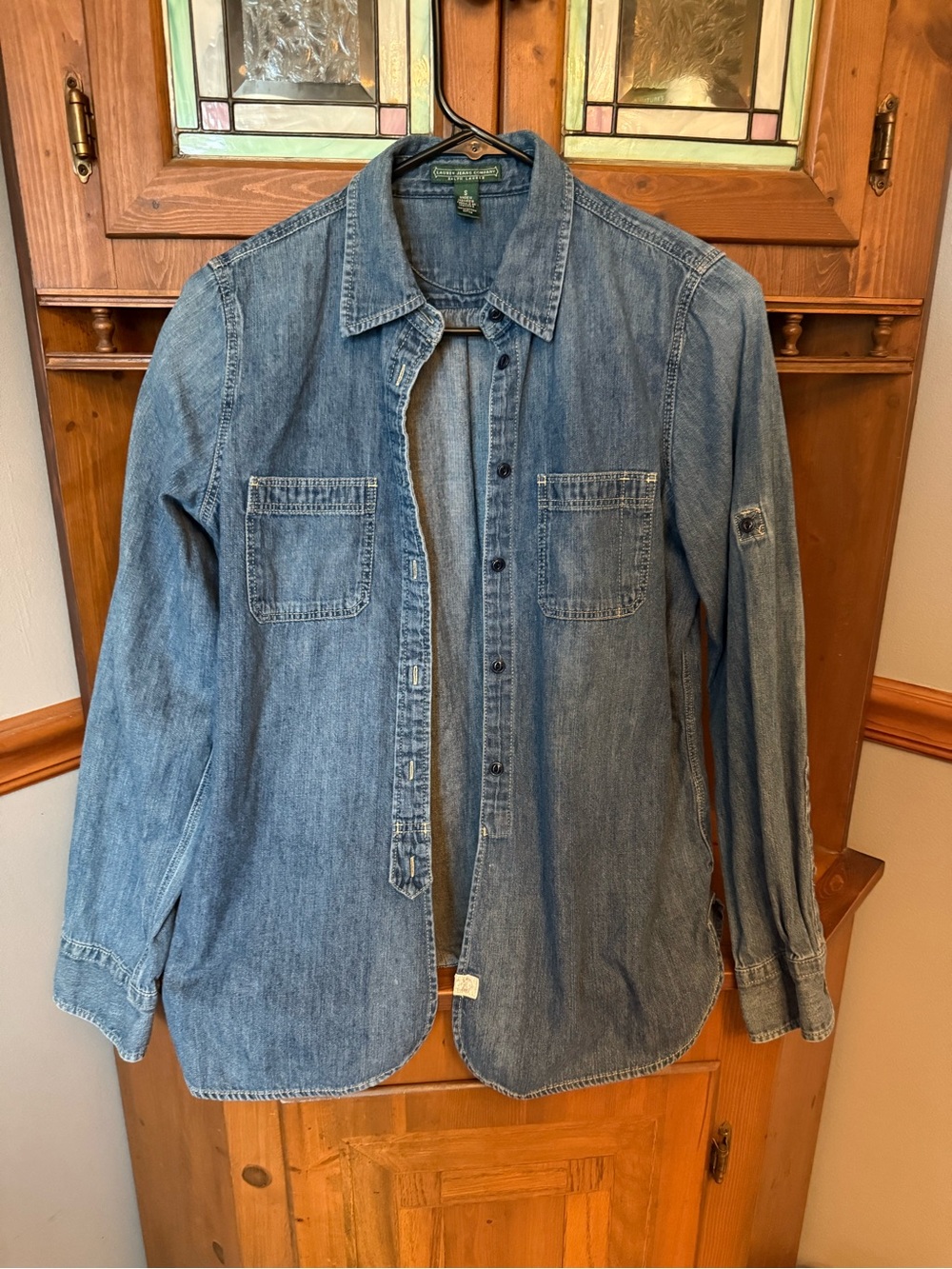 Lauren jeans co.Ralph Lauren 100% cotton denim shirt w/button placket detail S